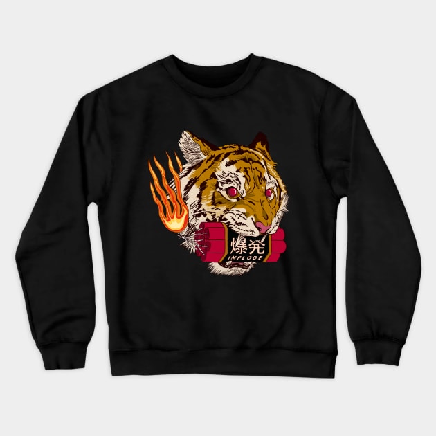 Tiger with dynamite Crewneck Sweatshirt by NevermindOnArt